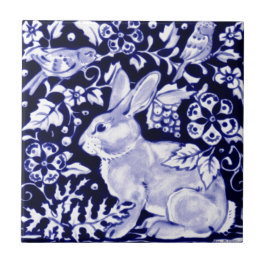Dedham Blue Rabbit, Classic Blue & White Design Fliese