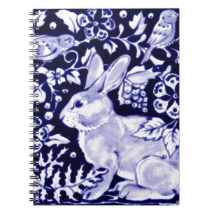 Dedham Blue Rabbit, Classic Blue & White Design Notizblock