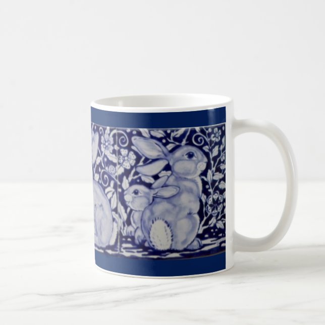 Dedham Blue & White Rabbit Keramik Tile Coffee Tas Tasse (Rechts)