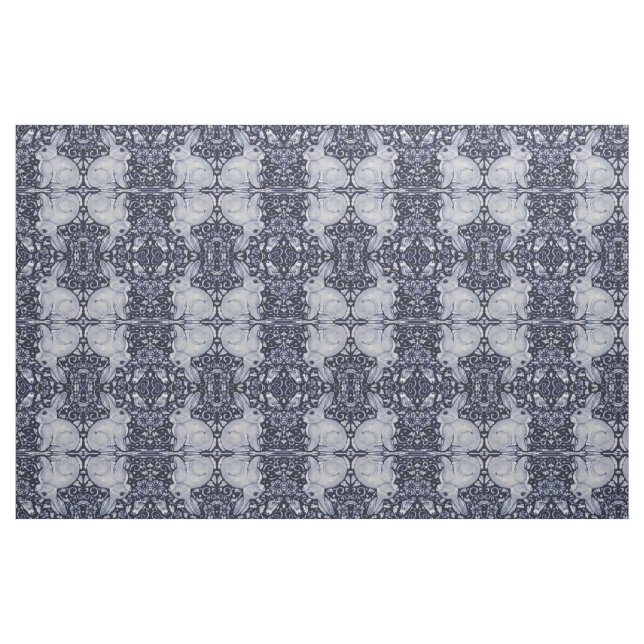 Dedham Blue & White Rabbit Keramik Tile Stoff Art (Fat Quarter (45,7 x 55,9 cm))