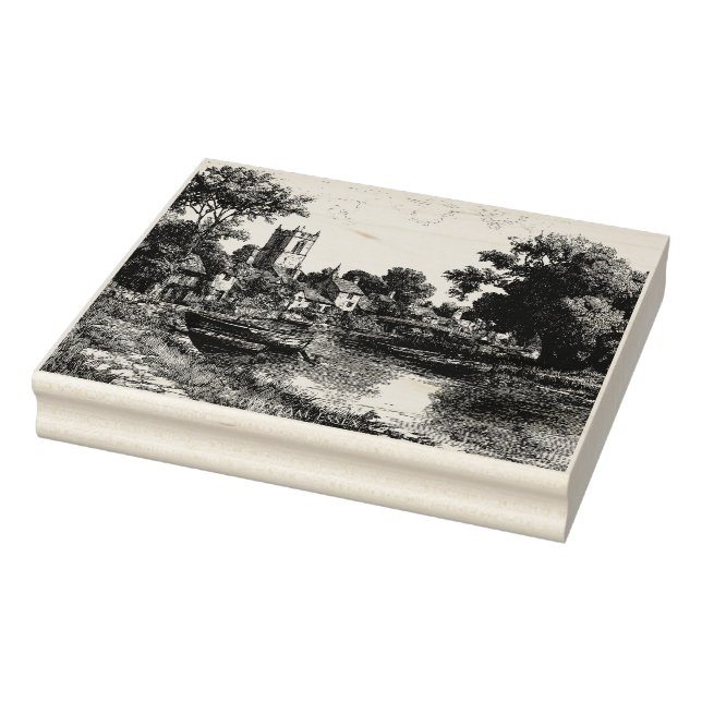 Dedham, Essex, Vintag Sketch Gummistempel (Stempel)