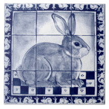 Dedham Rabbit Bunny Blue Vintage Wandmalerei