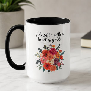Dedicated Educator Herz aus Gold Würdigung Tasse