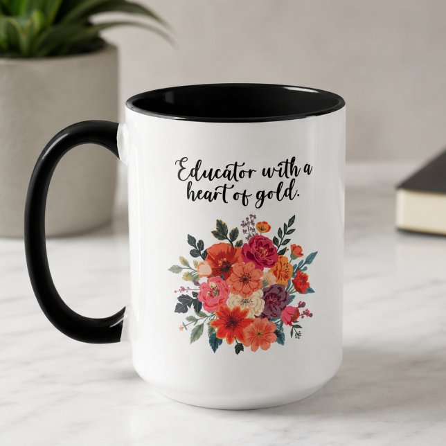 Dedicated Educator Herz aus Gold Würdigung Tasse (Von Creator hochgeladen)