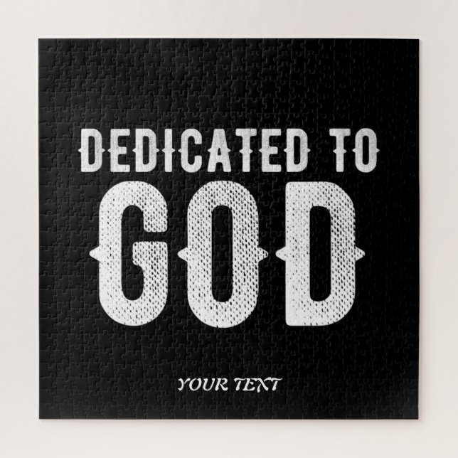 DEDICATED TO GOD COOL CUSTOMIZABLE WHITE  TEXT PUZZLE (Vertikal)