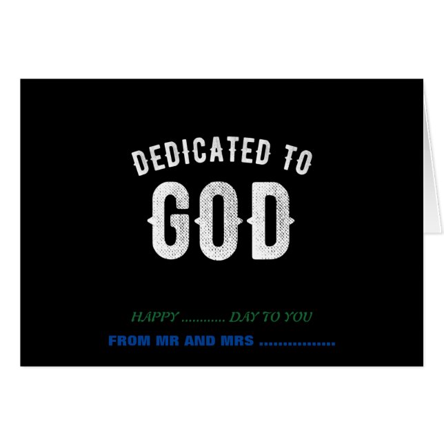DEDICATED TO GOD CUSTOMIZABLE COOL WHITE TEXT (Vorderseite (Horizontal))