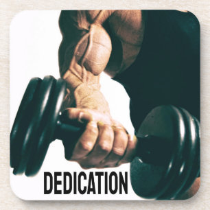 Dedication Motivierend Workout Muskeln Getränkeuntersetzer