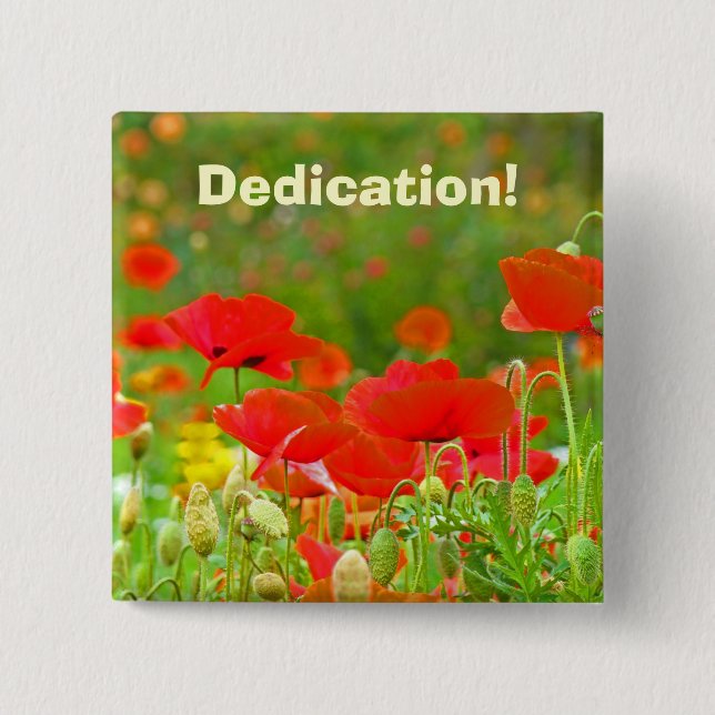 Dedication! Schaltflächen Red Poppy Blume Support  Button (Vorderseite)
