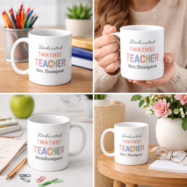 Dedizierter Mathematiklehrer Personalisierter Name Kaffeetasse (Dedicated Maths Teacher Personalized Name Coffee Mug)