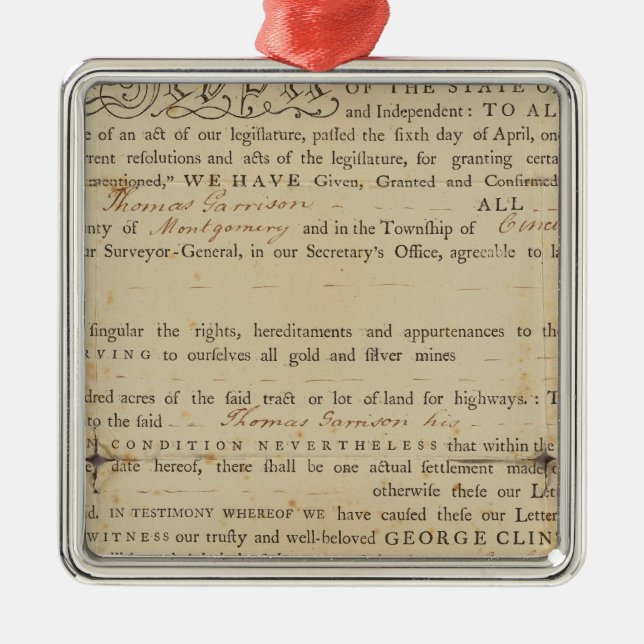 Deed, New York Silbernes Ornament (Vorne)