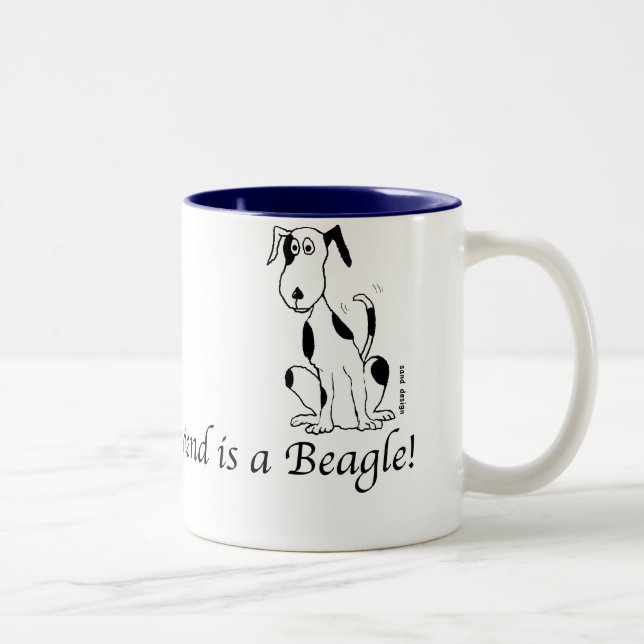 Deefa Hund - mein bester Freund ist ein Beagle Zweifarbige Tasse (Rechts)