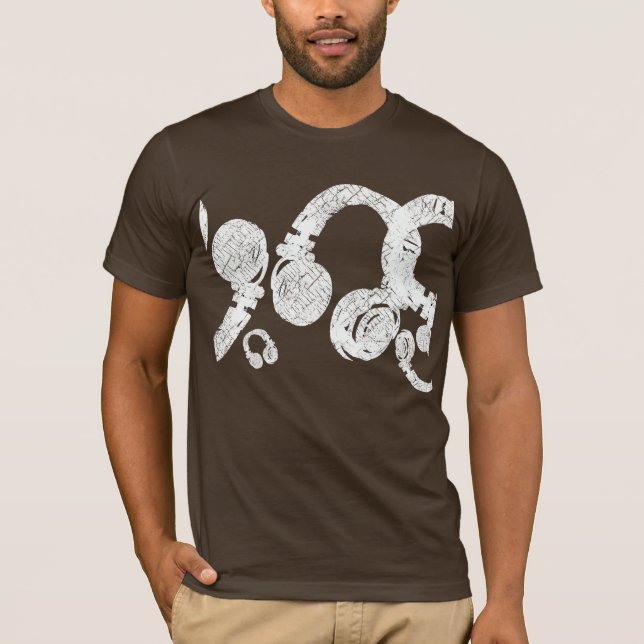 deejay dj D.J. white head/phones . Musik inspirier T-Shirt (Vorderseite)