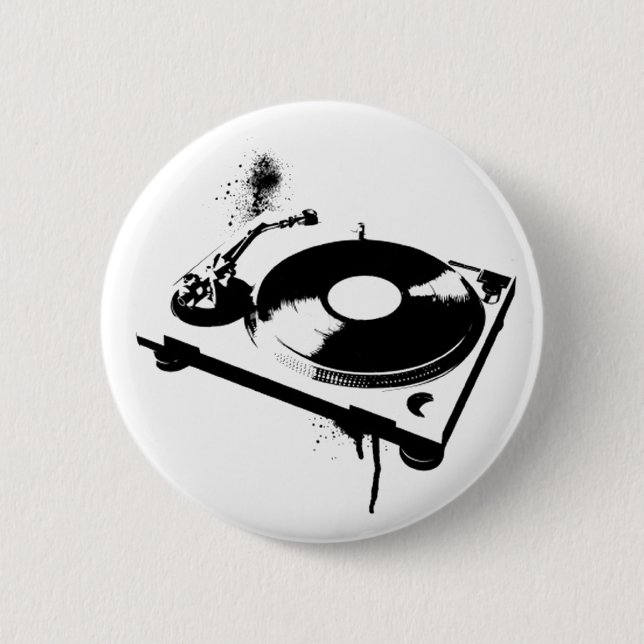 Deejay DJ Turntable Button | Hausmusikgeschenke (Vorderseite)