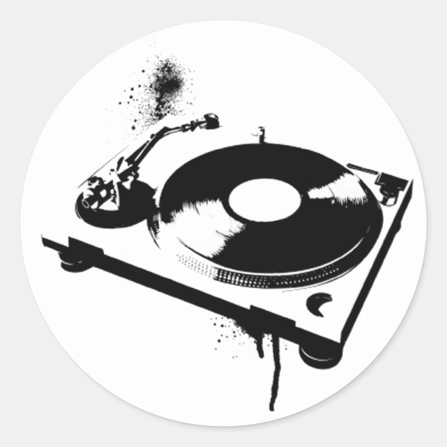 Deejay DJ Turntable Round Sticker | Hausmusik (Vorderseite)