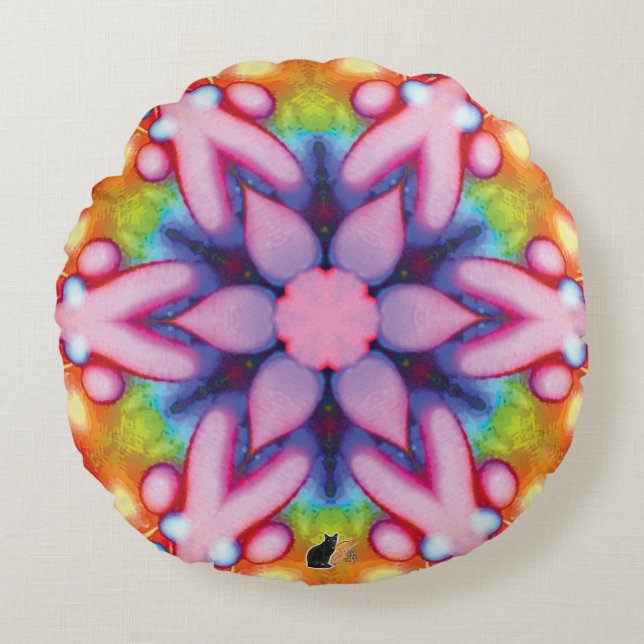Deelish Kaleidoscope Rundes Kissen (Vorderseite)