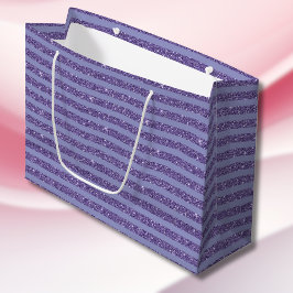 Deep Amethyst Glitter Style Horizontal Stripes Große Geschenktüte