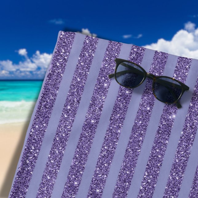 Deep Amethyst Glitter Style Horizontal Stripes  Strandtuch (Von Creator hochgeladen)
