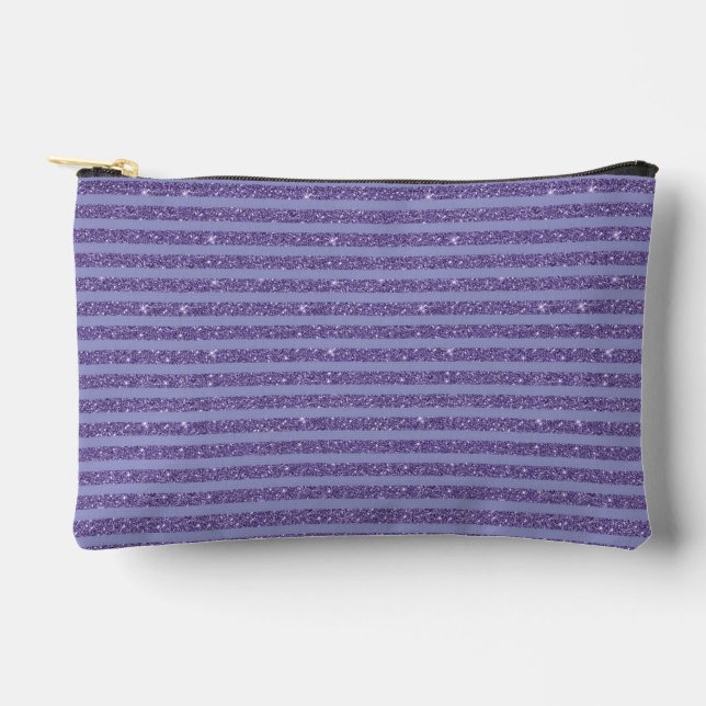 Deep Amethyst Glitter Style Horizontal Stripes  Zubehörtasche (Vorderseite)