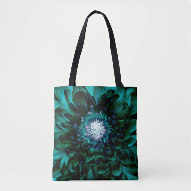 Deep Aqua Blue Blume Tote Tasche (Vorderseite)