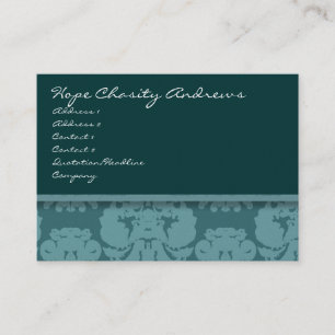 Deep Aqua Damask Floral - Visitenkarte
