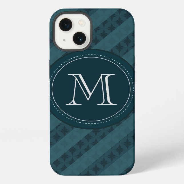 Deep Aqua Navy Blue Custom Monogram iPhone 6 Fall Hülle (Rückseite)