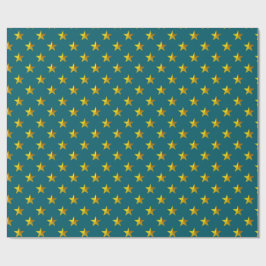 Deep Aquamarin Blue Gold Stars Geschenkpapier