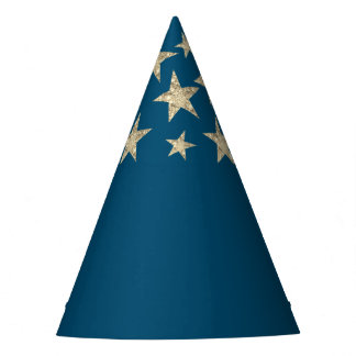 Deep Aquamarin Silver Stars Wizard Party Hat Partyhütchen