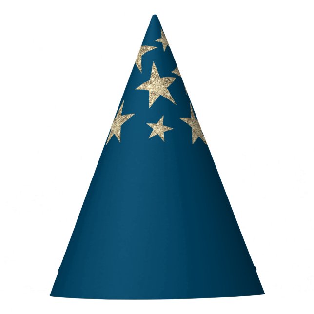 Deep Aquamarin Silver Stars Wizard Party Hat Partyhütchen (Vorderseite)
