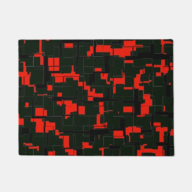 Deep Army Green Black Abstrakt Fußmatte (Vorderseite)