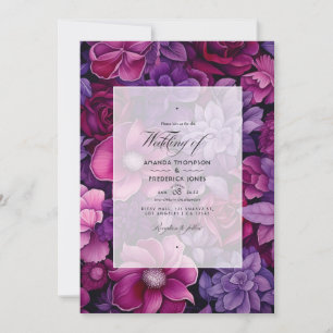 Deep Berry Floral Wedding Einladung