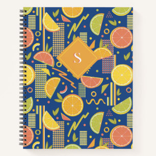 Deep Blue 80's Citrus Fruit Slices Notizbuch