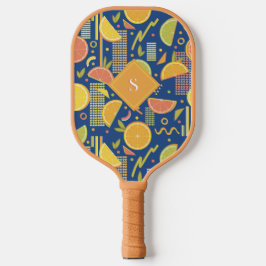 Deep Blue 80's Citrus Fruit Slices Pickleball Schläger