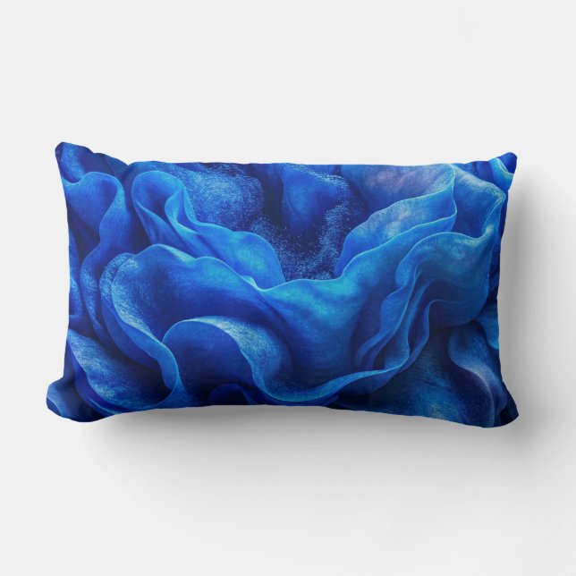 "Deep Blue Abstrakt Wave Lumbar Throw Kissen (Vorderseite)