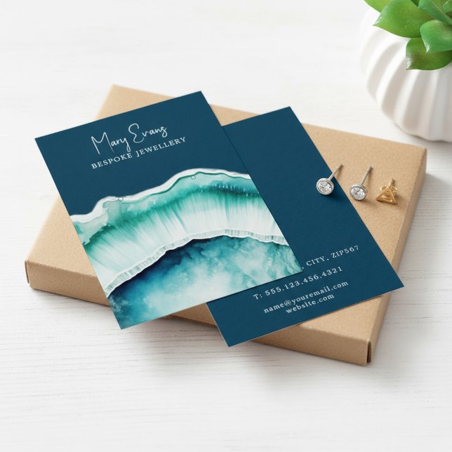 Deep blue agring Ohrring-Grafikkarte (Deep blue agate earring display card.)
