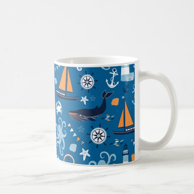 Deep Blue All Things Nautic Kaffeetasse (Rechts)