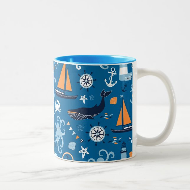 Deep Blue All Things Nautic Zweifarbige Tasse (Rechts)