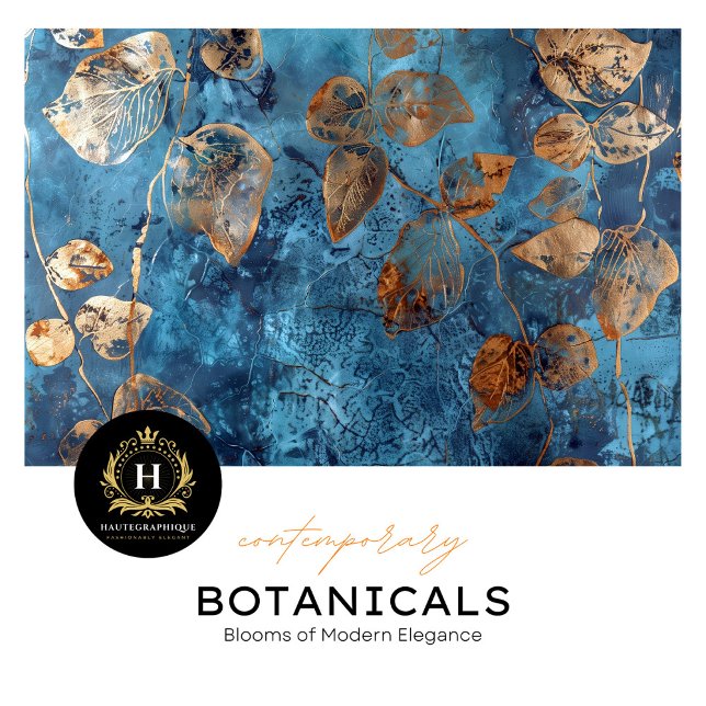 Deep Blue and Gold Leaf Tissue Paper Seidenpapier (Von Creator hochgeladen)