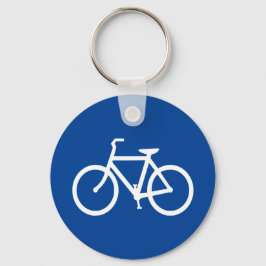 Deep Blue and White Bicycle Kontur Schlüsselanhänger