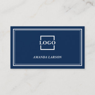 Deep Blue Background und White Frame Business Card Visitenkarte