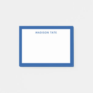 Deep Blue Border Modern Monogram Beruflich Post-it Klebezettel