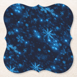 Deep Blue & Bright Snowflakes Chipboard Untersetze Untersetzer