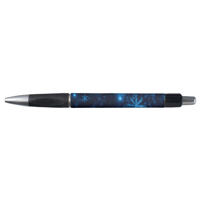 Deep Blue & Bright Snowflakes Emmy Pen Kugelschreiber (Vorderseite)