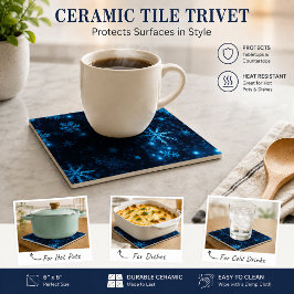 Deep Blue & Bright Snowflakes Keramik Tile Fliese