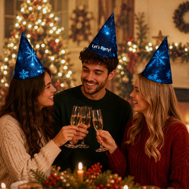 Deep Blue & Bright Snowflakes Party Hat Partyhütchen (Deep Blue & Bright Snowflakes Party Hat)