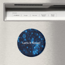 Deep Blue & Bright Snowflakes Round Magnet