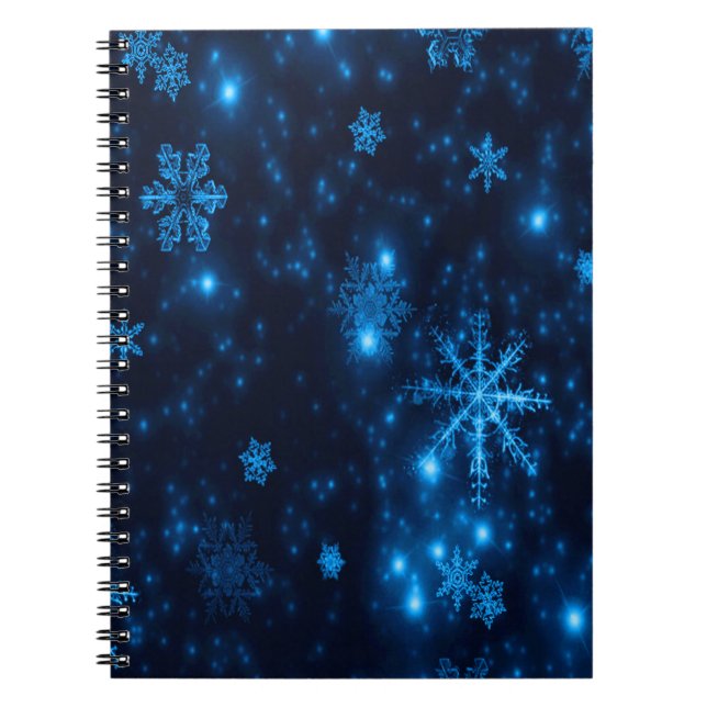 Deep Blue & Bright Snowflakes Spiral Notebook Notizblock (Vorderseite)