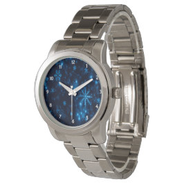 Deep Blue & Bright Snowflakes Unisex eWatch Armbanduhr