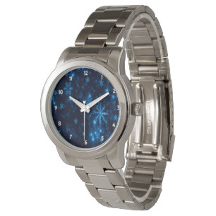 Deep Blue & Bright Snowflakes Unisex eWatch Armbanduhr