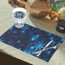 Deep Blue & Bright Snowflakes Woven