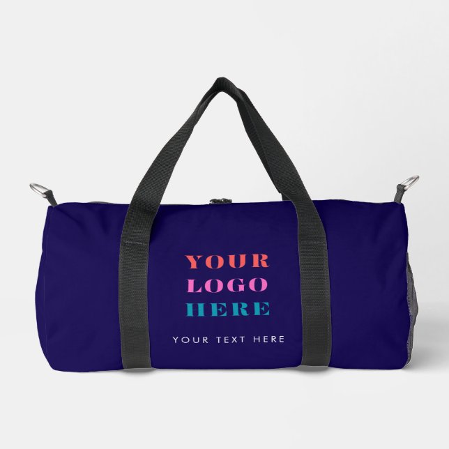 Deep Blue Business Logo & Text Fitness  Duffle Bag (Vorderseite)